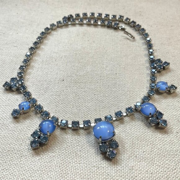 1950s Moonglow Drop Choker – Cocktail Hour Blue Romance - Picture 1 of 6